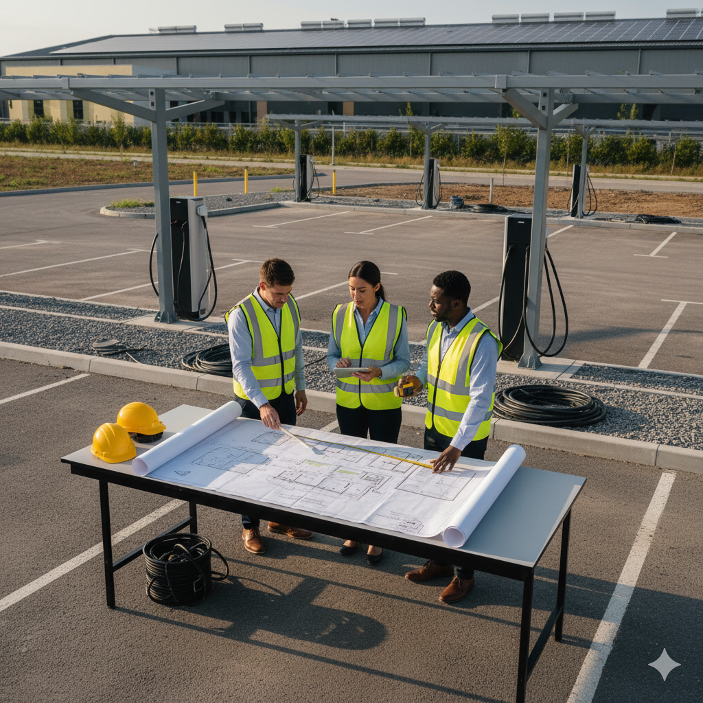 Team planning an EV charging installation
